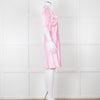 Rixo Pink Satin Lace Trimmed Bias Cut Mini Dress