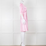 Rixo Pink Satin Lace Trimmed Bias Cut Mini Dress