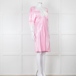 Rixo Pink Satin Lace Trimmed Bias Cut Mini Dress