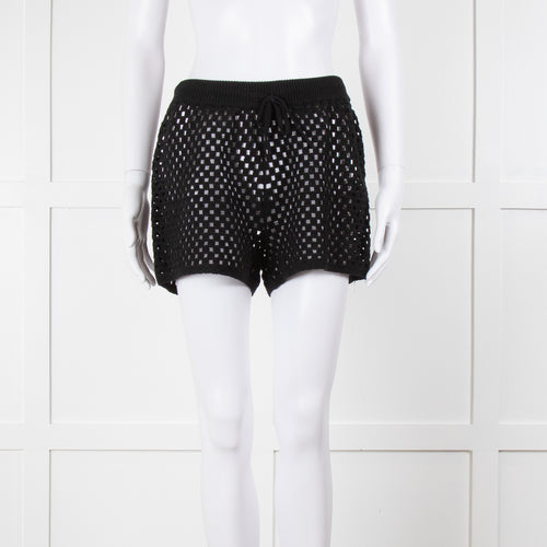Anine Bing Black Crochet Knit Shorts