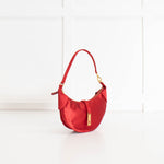 Polo Ralph Lauren Red Satin Gold Logo Shoulder Bag