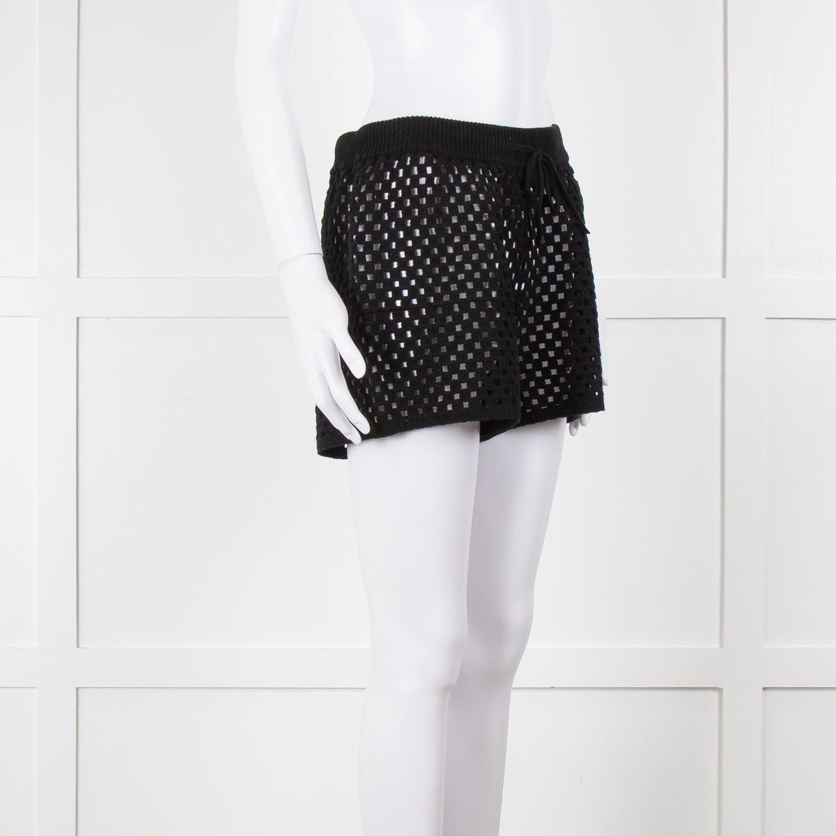Anine Bing Black Crochet Knit Shorts