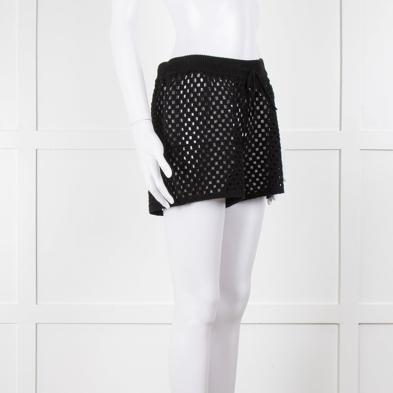 Anine Bing Black Crochet Knit Shorts