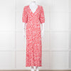 Rixo Red And White Steph Backless Heart Print Midi Dress