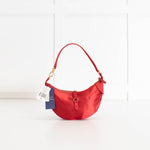 Polo Ralph Lauren Red Satin Gold Logo Shoulder Bag