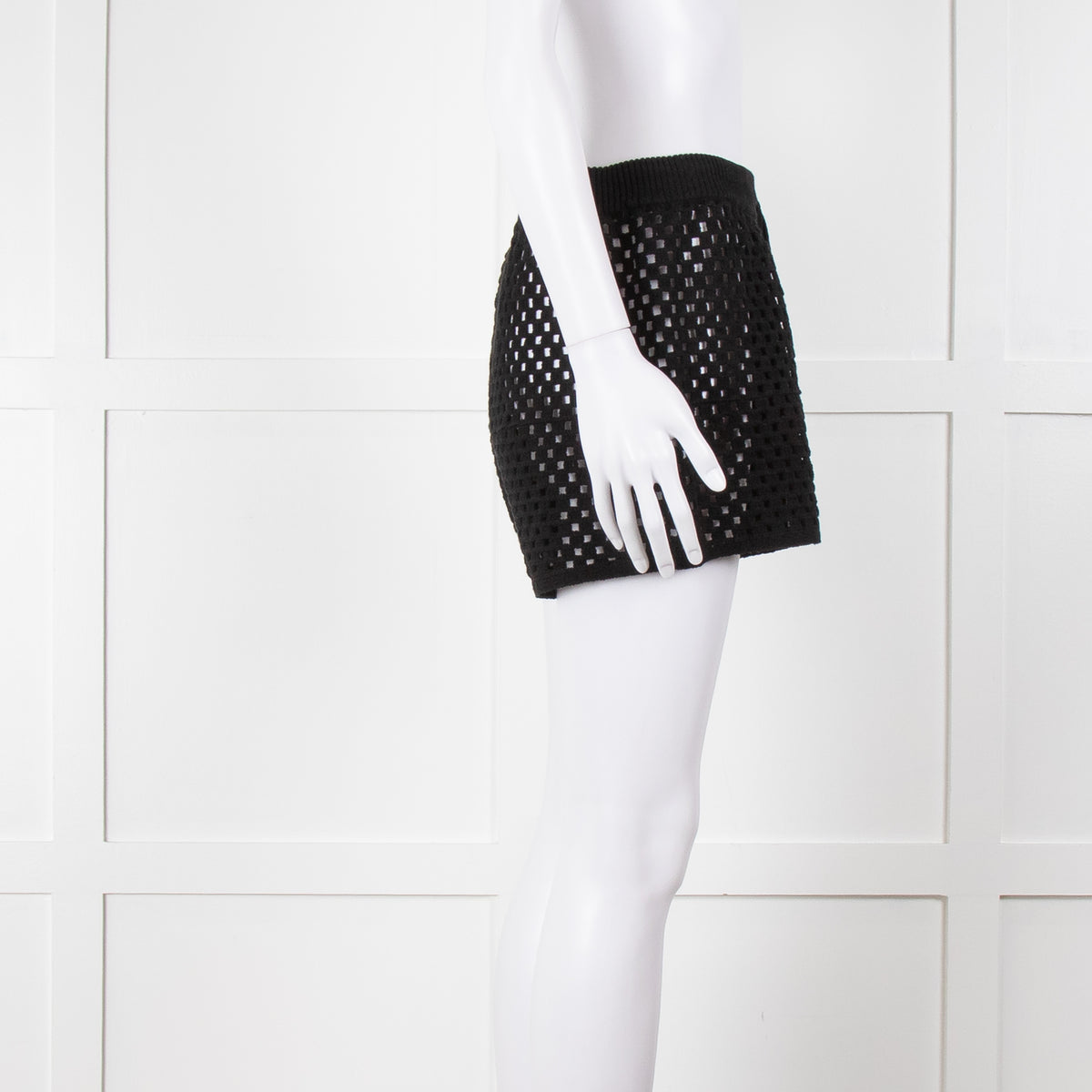 Anine Bing Black Crochet Knit Shorts