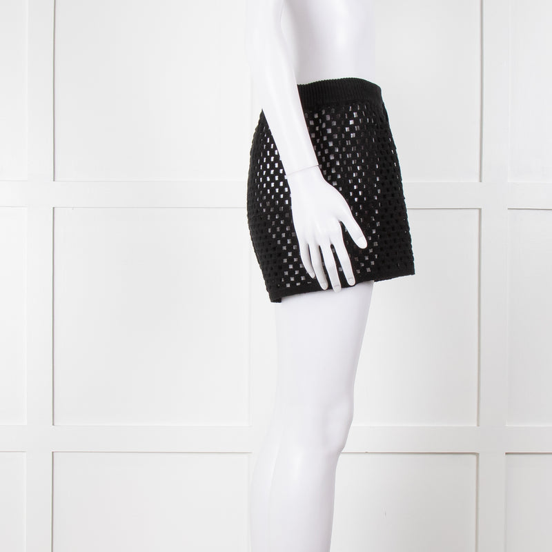 Anine Bing Black Crochet Knit Shorts