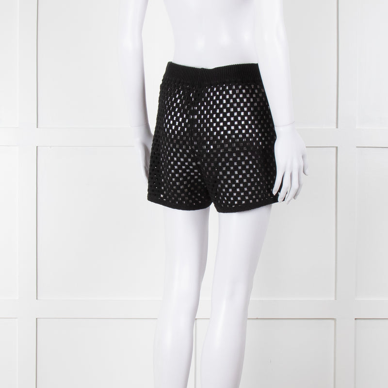 Anine Bing Black Crochet Knit Shorts