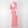 Rixo Red And White Steph Backless Heart Print Midi Dress