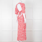 Rixo Red And White Steph Backless Heart Print Midi Dress