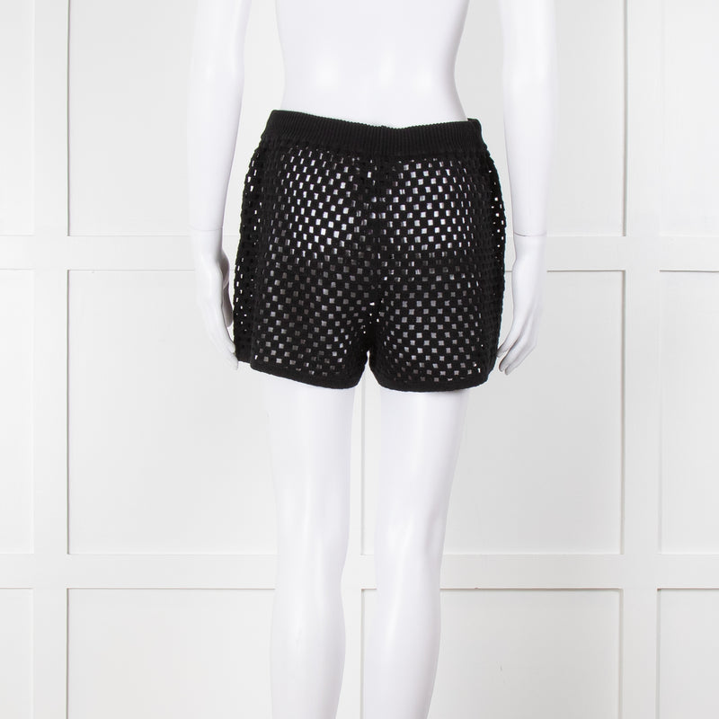 Anine Bing Black Crochet Knit Shorts