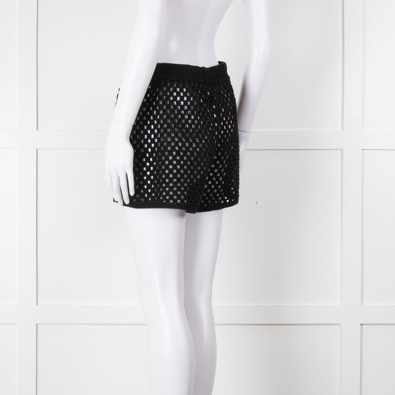 Anine Bing Black Crochet Knit Shorts