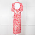 Rixo Red And White Steph Backless Heart Print Midi Dress