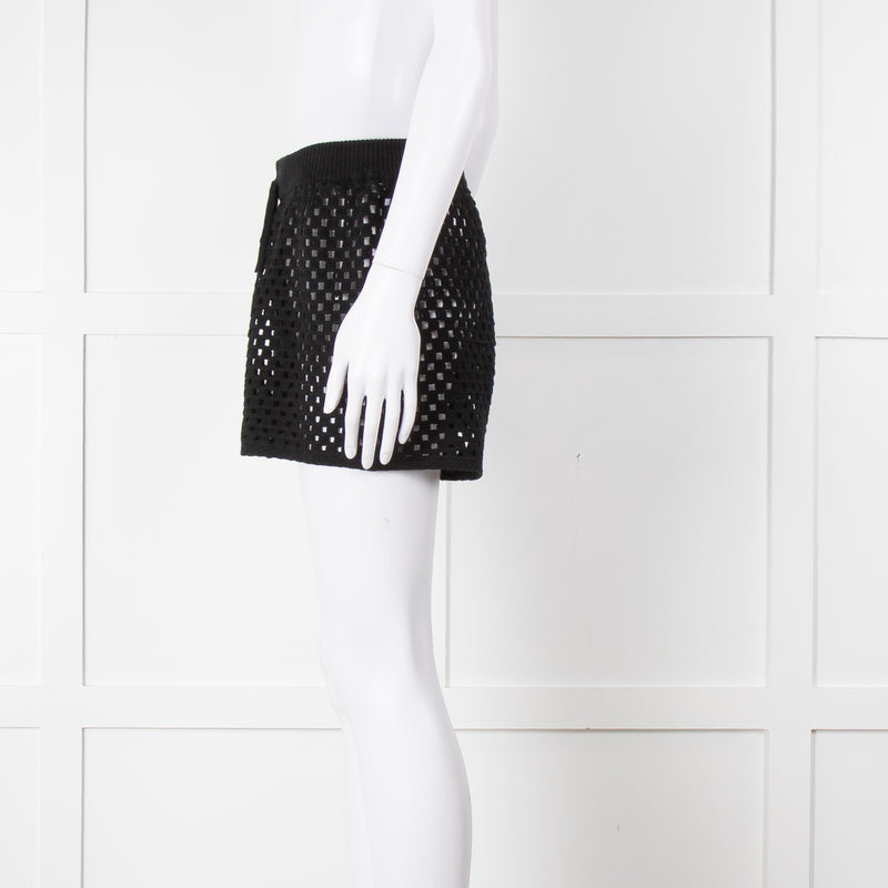 Anine Bing Black Crochet Knit Shorts