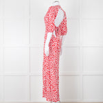 Rixo Red And White Steph Backless Heart Print Midi Dress
