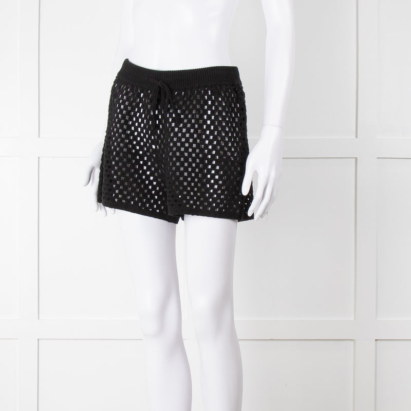 Anine Bing Black Crochet Knit Shorts