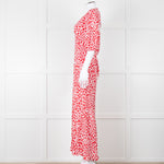 Rixo Red And White Steph Backless Heart Print Midi Dress
