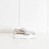 Prada Silver Leather Lace up Platform Shoes