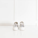 Prada Silver Leather Lace up Platform Shoes