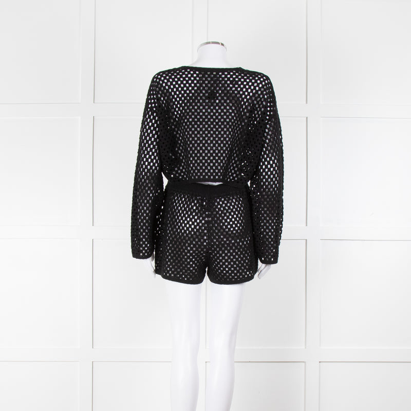 Anine Bing Black Crochet Knit Shorts