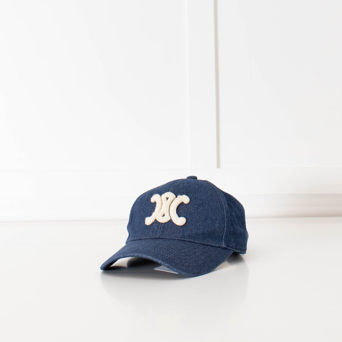 Celine Blue Denim Triomphe Baseball Cap