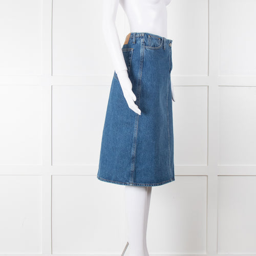 Magda Butrym Blue Denim Straight Midi Skirt