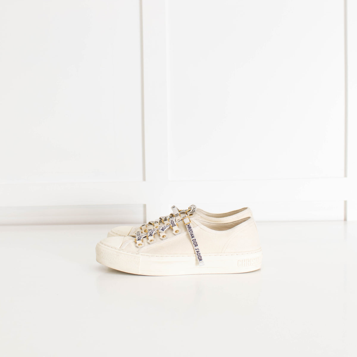Christian Dior Cream  Canvas Walk'N'Dior Trainers