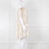 Sundress White Elaticated Off Shoulder Mini Dress with Gold Sequins
