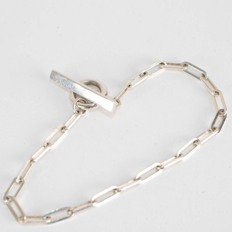 Otimberg T bar Signature Chain Link Silver Bracelet