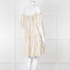 Sundress White Elaticated Off Shoulder Mini Dress with Gold Sequins