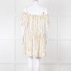 Sundress White Elaticated Off Shoulder Mini Dress with Gold Sequins