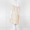 Sundress White Elaticated Off Shoulder Mini Dress with Gold Sequins