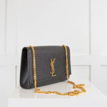 Saint Laurent Black Kate Medium Envelope Bag in Grained Leather