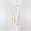 Sundress White Elaticated Off Shoulder Mini Dress with Gold Sequins