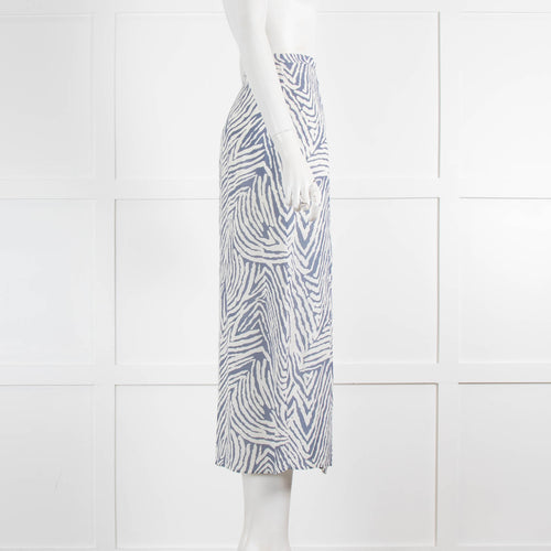 Lily & Lionel Blue Zebra Midi Skirt with Front Split