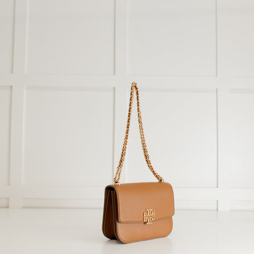 Tory Burch Moose Brown Britten Small Adjustable Strap Bag