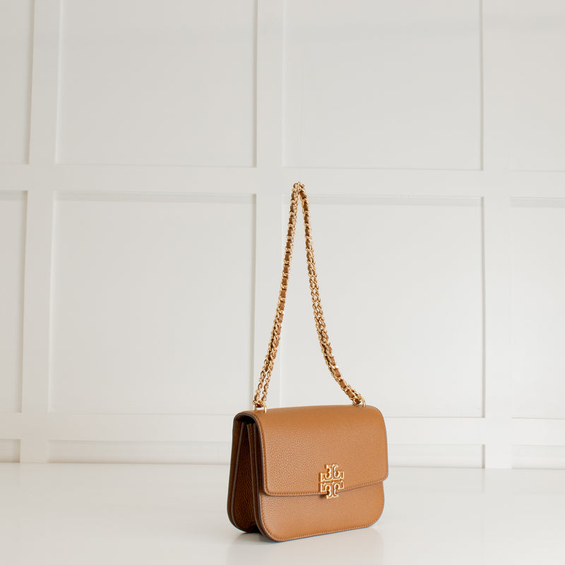 Tory Burch Moose Brown Britten Small Adjustable Strap Bag