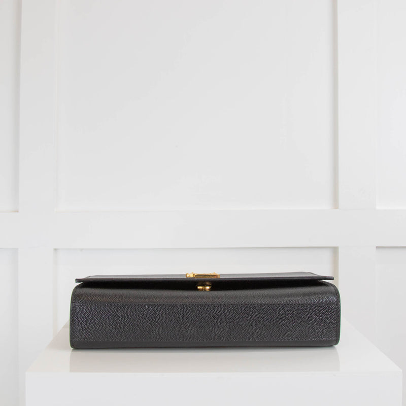 Saint Laurent Black Kate Medium Envelope Bag in Grained Leather