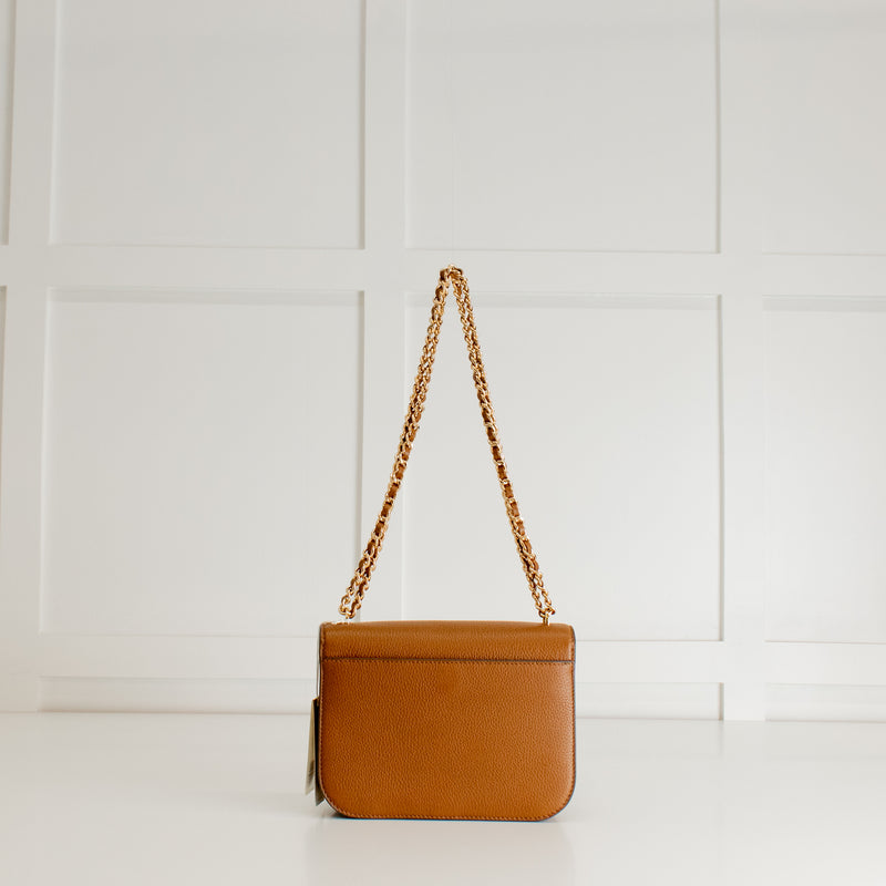 Tory Burch Moose Brown Britten Small Adjustable Strap Bag