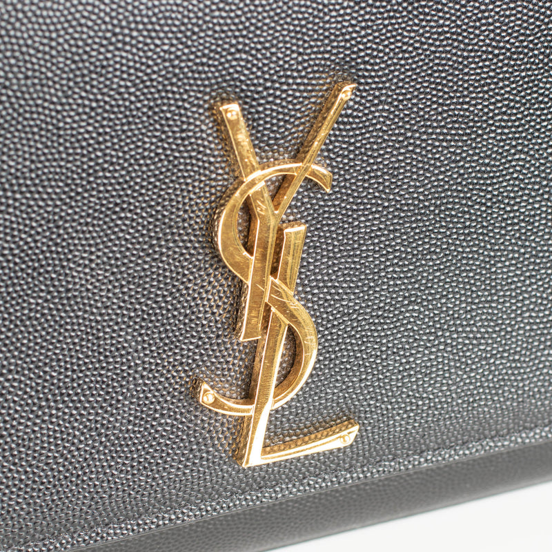 Saint Laurent Black Kate Medium Envelope Bag in Grained Leather