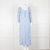 Rixo Blue Check Giselle Midi Dress