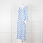 Rixo Blue Check Giselle Midi Dress