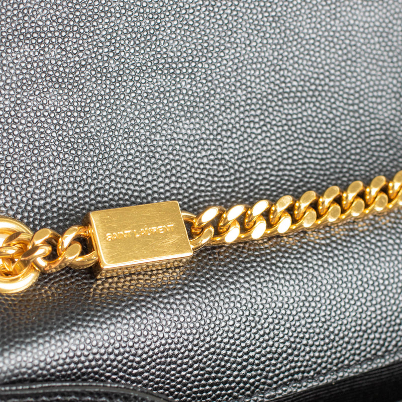 Saint Laurent Black Kate Medium Envelope Bag in Grained Leather