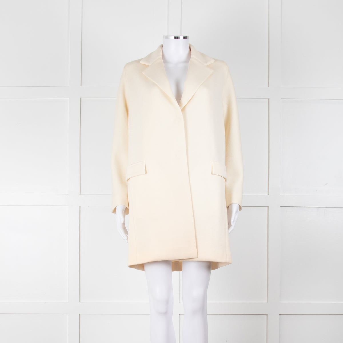 Amina Rubinacci Cream Wool Single Breasted Coat