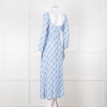 Rixo Blue Check Giselle Midi Dress