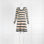 Missoni Navy Pink Green Fine Knit Long Sleeve Dress