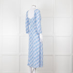 Rixo Blue Check Giselle Midi Dress