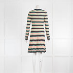 Missoni Navy Pink Green Fine Knit Long Sleeve Dress