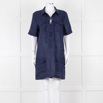 Equipment Navy Linen Shift Dress with Pockets