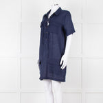 Equipment Navy Linen Shift Dress with Pockets
